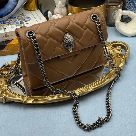 🆕 KURT GEIGER LONDON 🧿 NWOT Leather Mini Kensington Bag, Camel - Picture 9 of 16